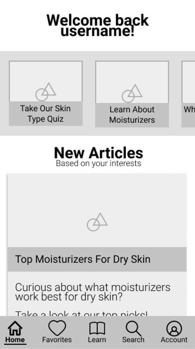 Updated home page wireframe