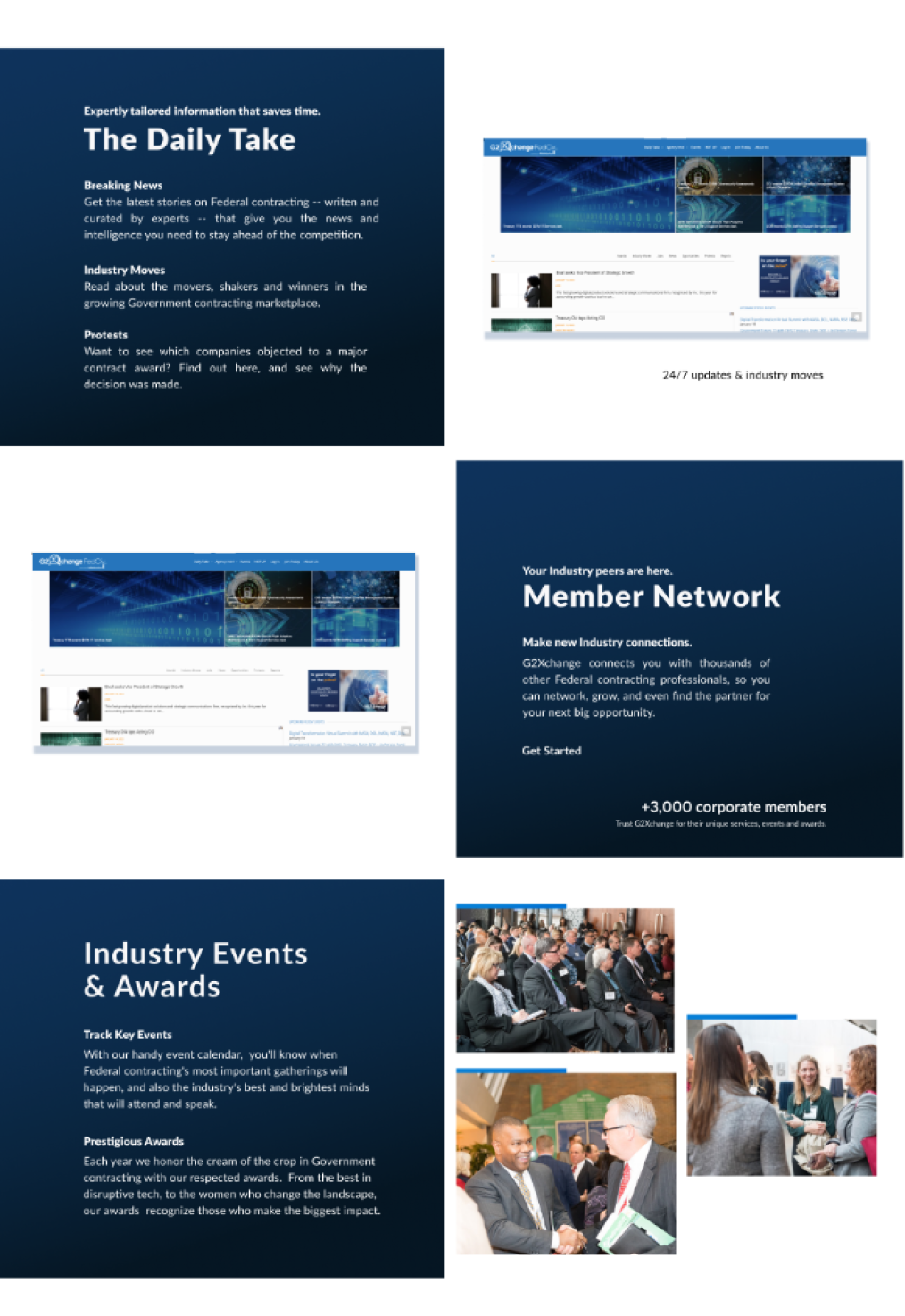 Screenshot of G2X homepage that shows detailed offerings of what they offfer